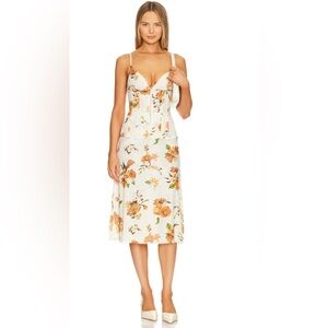 WeWoreWhat floral Orange and Green Midi Skirt & Corset set